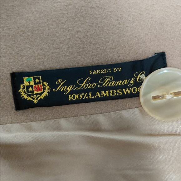 Fleurette Loro Piana Peacoat Jacket Womens Sz 4 Tan Lambswool Vintage 90s Y2K - Picture 6 of 12